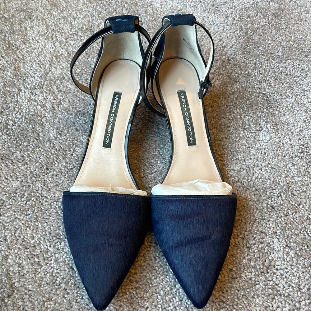 French Connection pony hair kitten heels